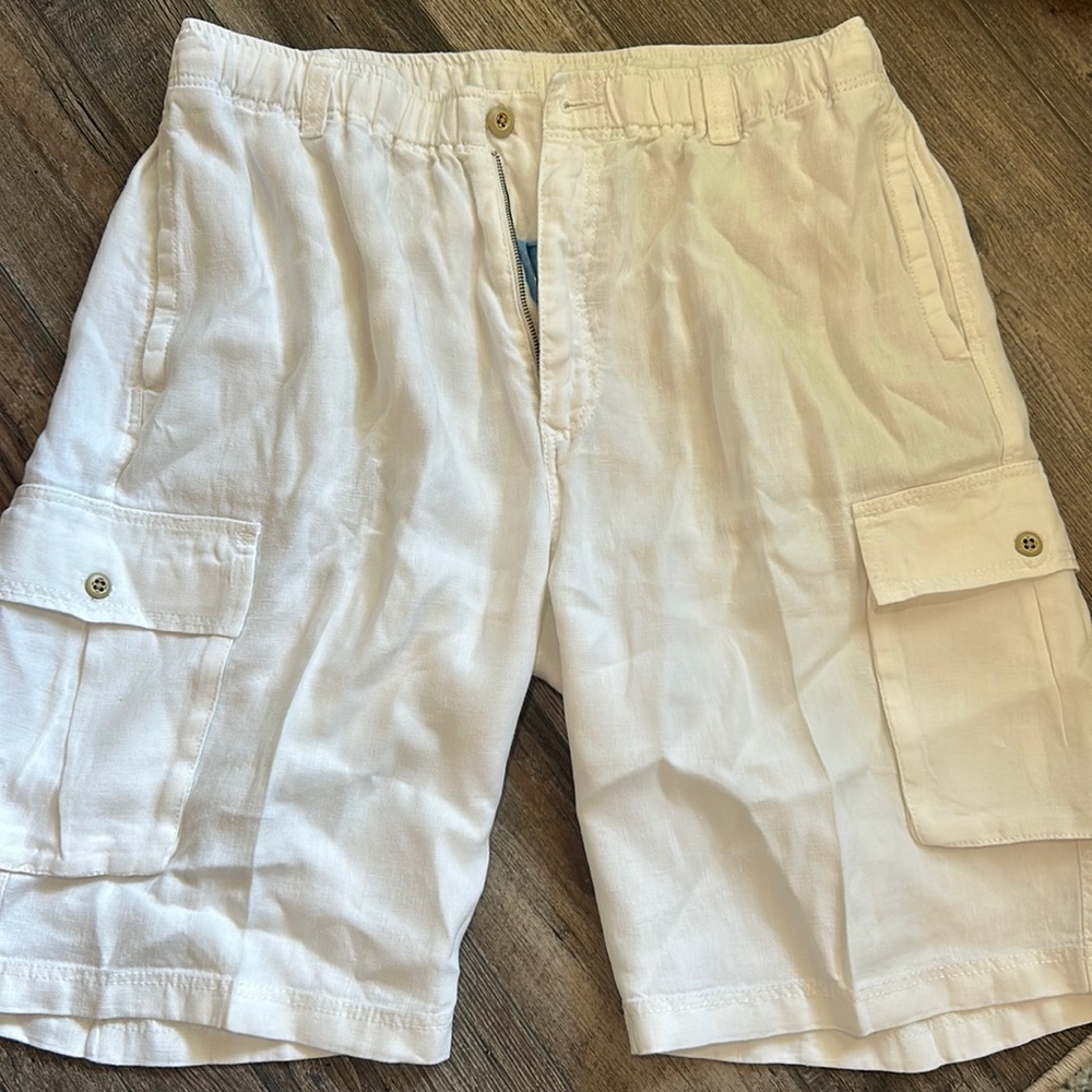 Men tommy Bahamas linen shorts white size M
